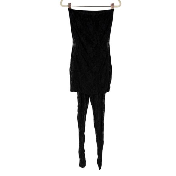 Somebodee The Bruna Lace Jumpsuit Dress Strapless Evening Goth Edgy Black Size S - Picture 4 of 12